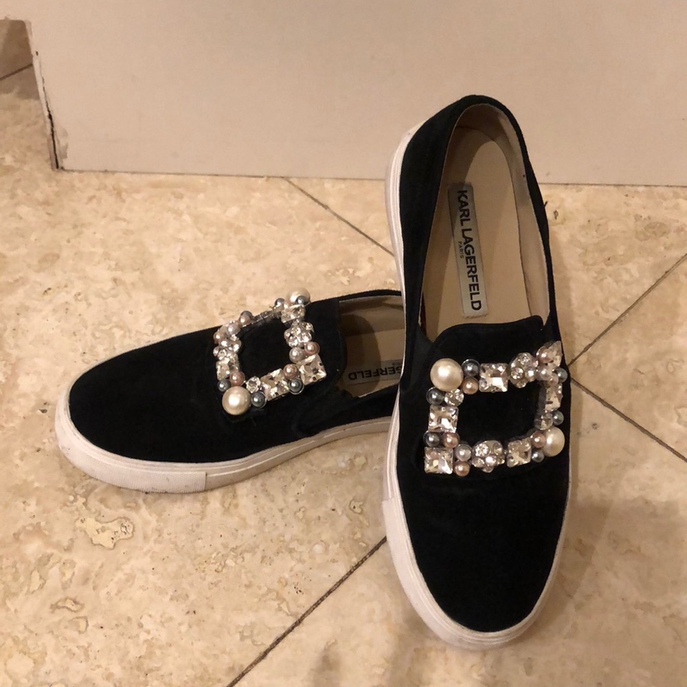 Jeweled slip on sneakers